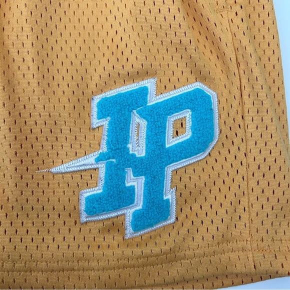 Inaka Power Shorts Patch Logo Athletic Lined Drawstring Mango Yellow Size Medium - Picture 5 of 11